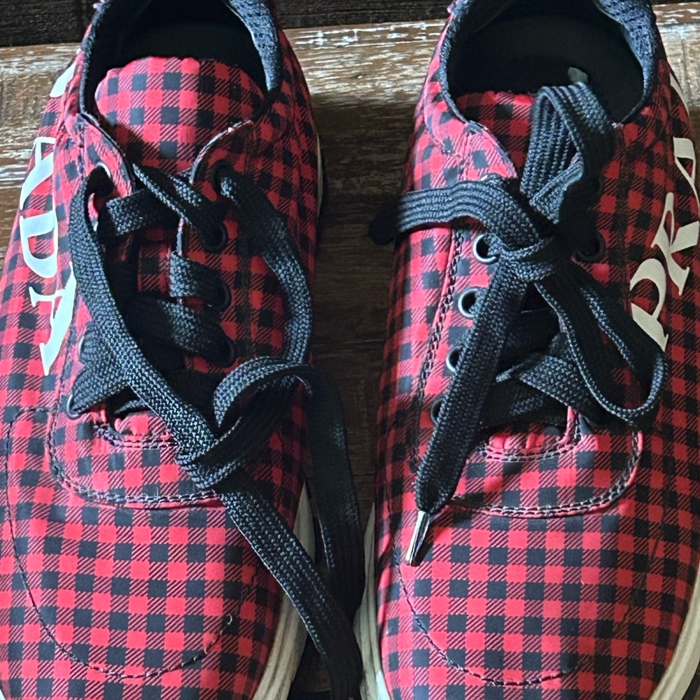 Prada Red and Black Canvas Sneakers - Picture 2 of 6
